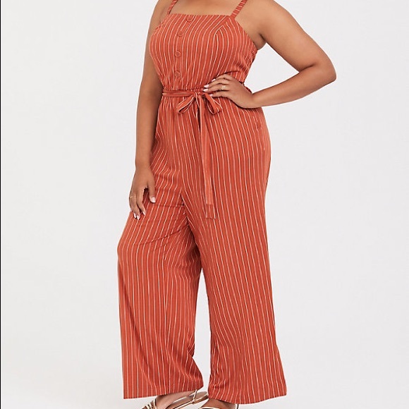 torrid Pants - torrid rust orange stripe challis jumpsuit sz 1X